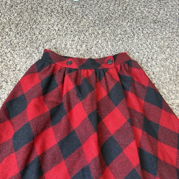 Vtg Halston Wool Midi Skirt Sz 4 Red Tartan Plaid Scotch A Line Pleated New - Picture 3 of 7